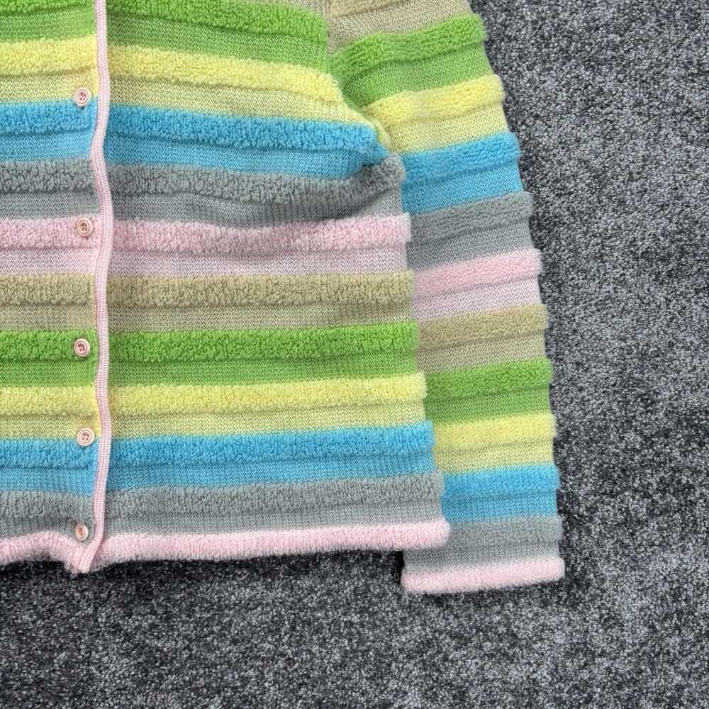 Vintage 60s 70s Rainbow Pastel Striped Cardigan Sweater Women's Small Japanese - Picture 3 of 11